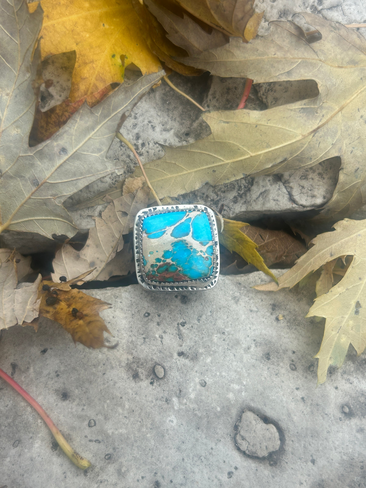 Small Sea Blue Imperial Jasper Ring