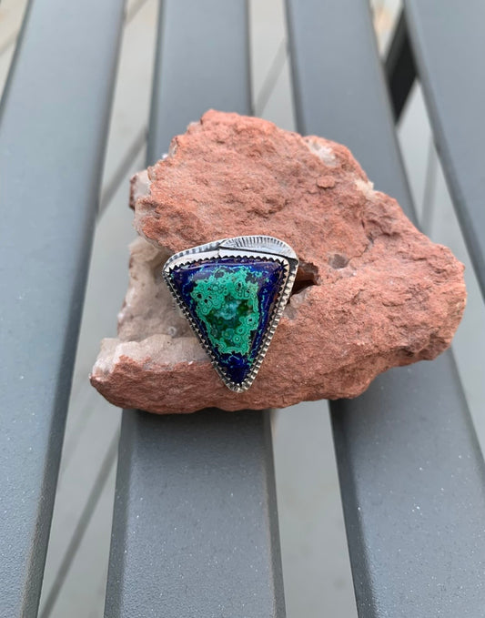 Azurite & Malachite Triangle Ring