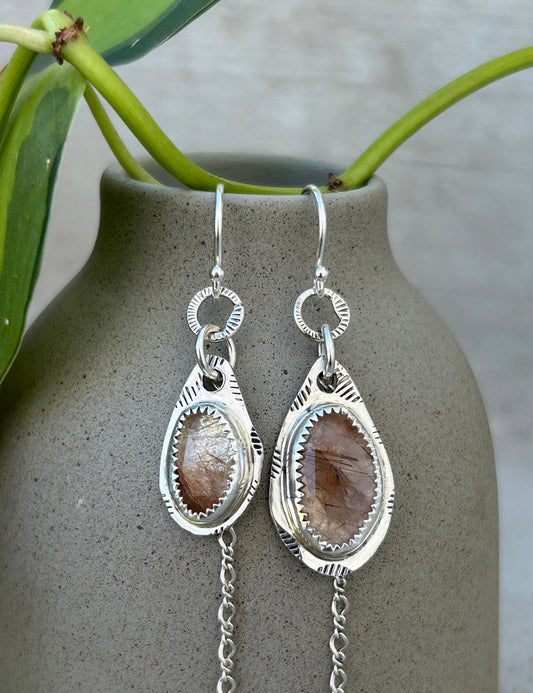 Pink Rutilated Quartz Earrings