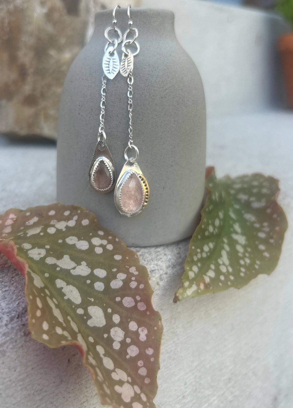 Pink Rutilated Quartz Earrings