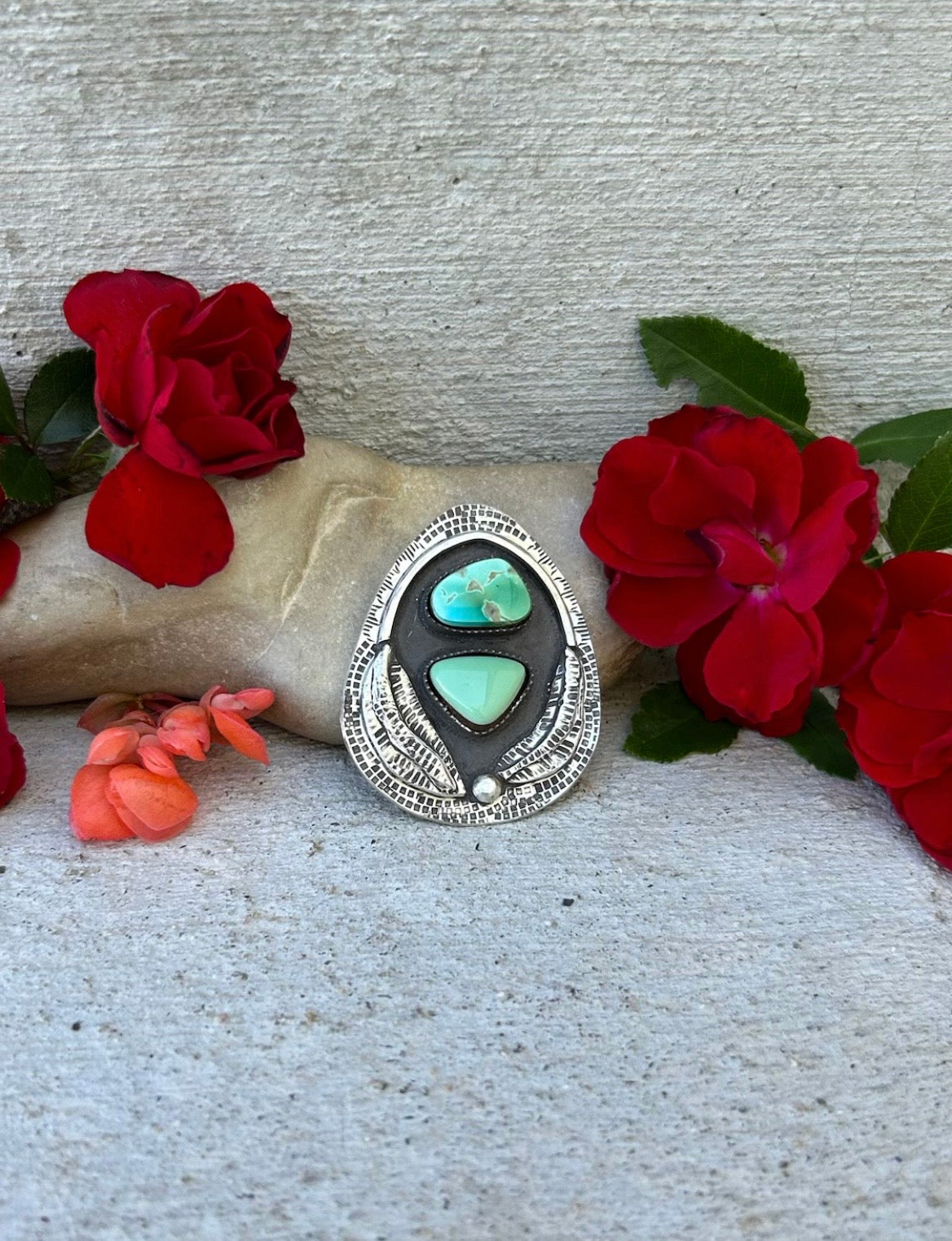 Lucin & Royston Double Turquoise Shadowbox Ring