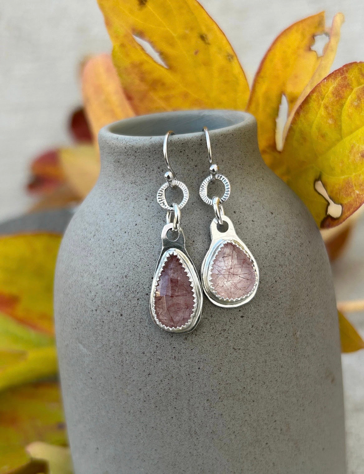 Rosecut Rutilated Quartz Earrings