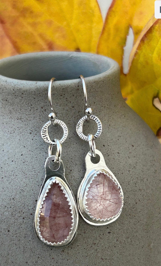 Rosecut Rutilated Quartz Earrings