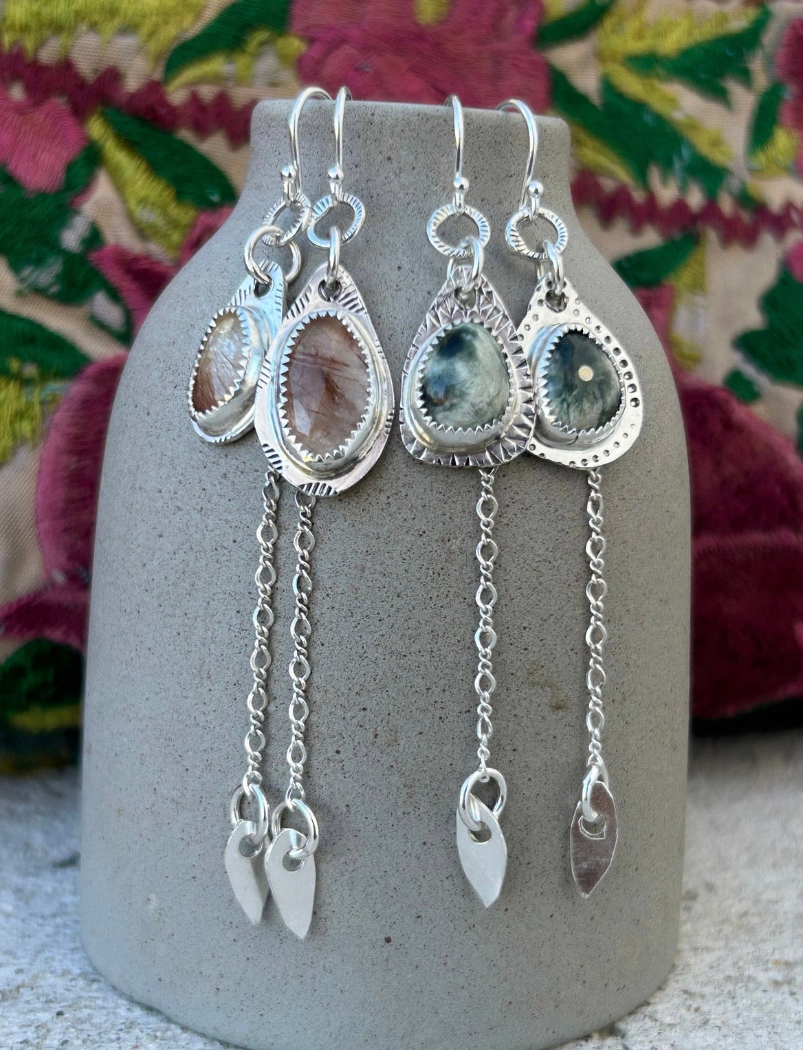 Pink Rutilated Quartz Earrings