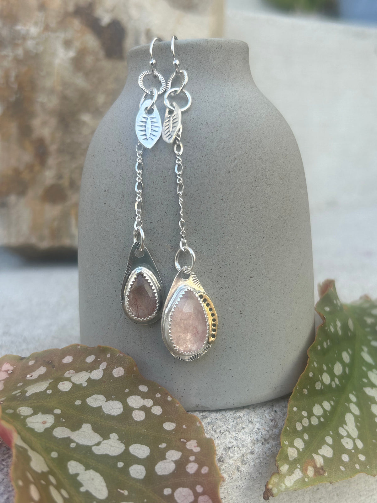 Pink Rutilated Quartz Earrings