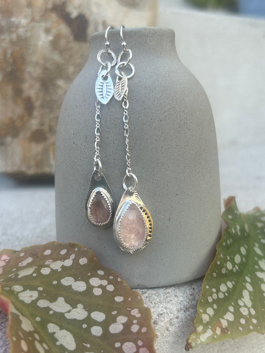 Pink Rutilated Quartz Earrings