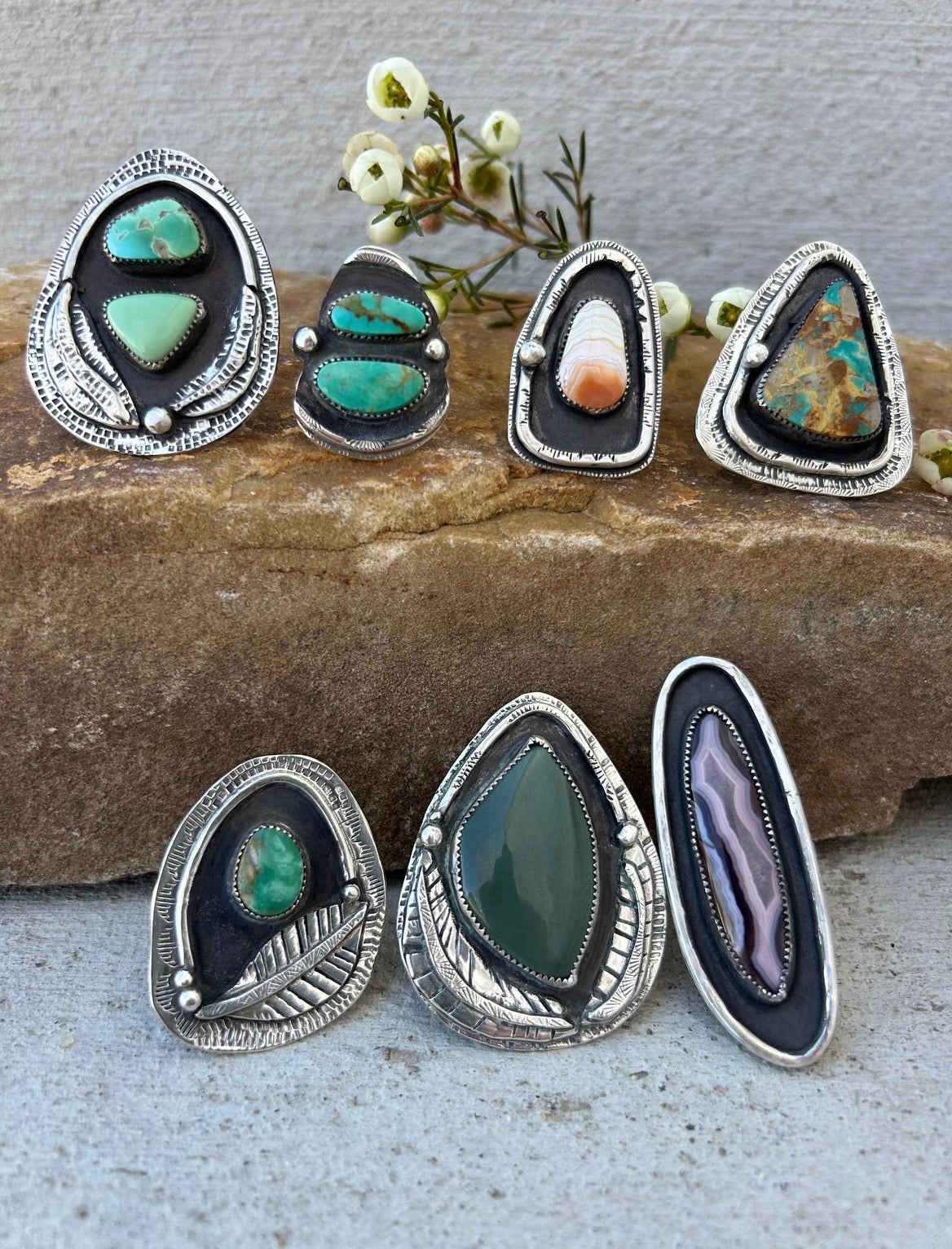 Lucin & Royston Double Turquoise Shadowbox Ring
