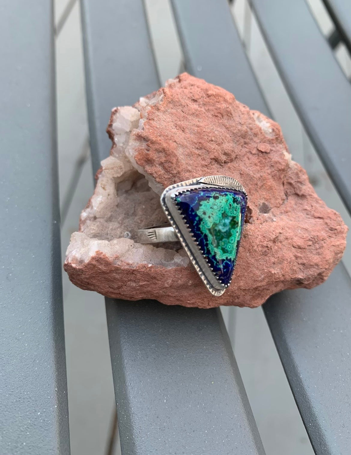 Azurite & Malachite Triangle Ring