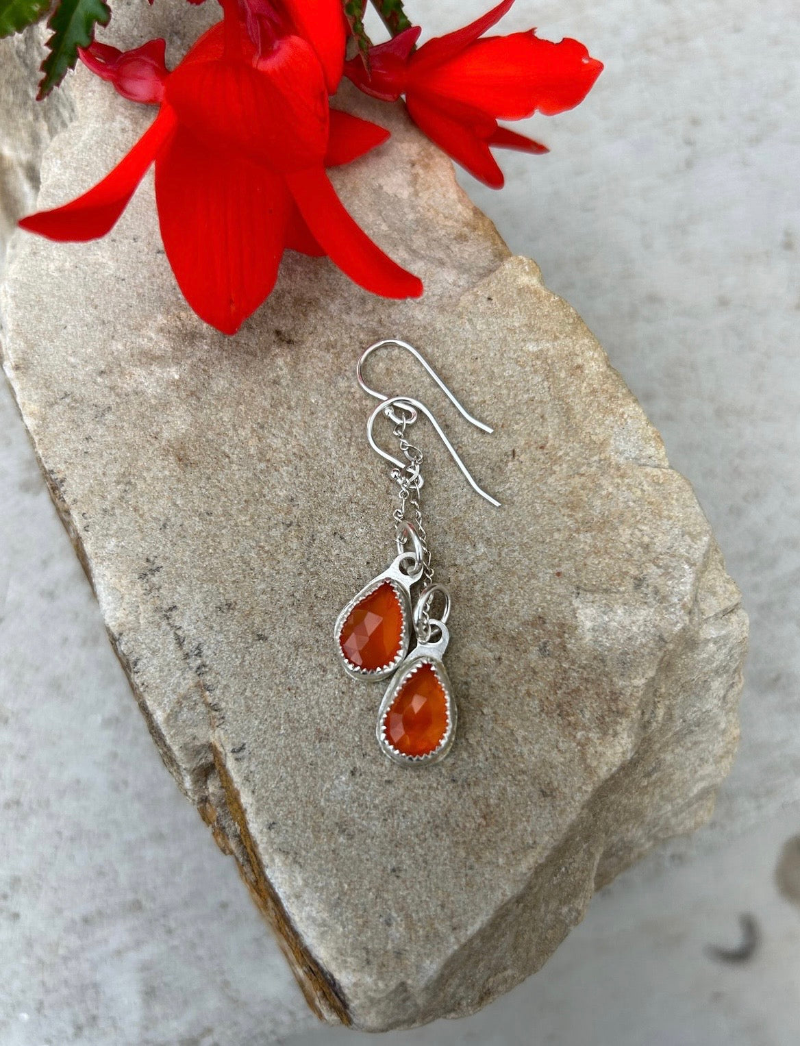 Faceted Carnelian Drop Earrings