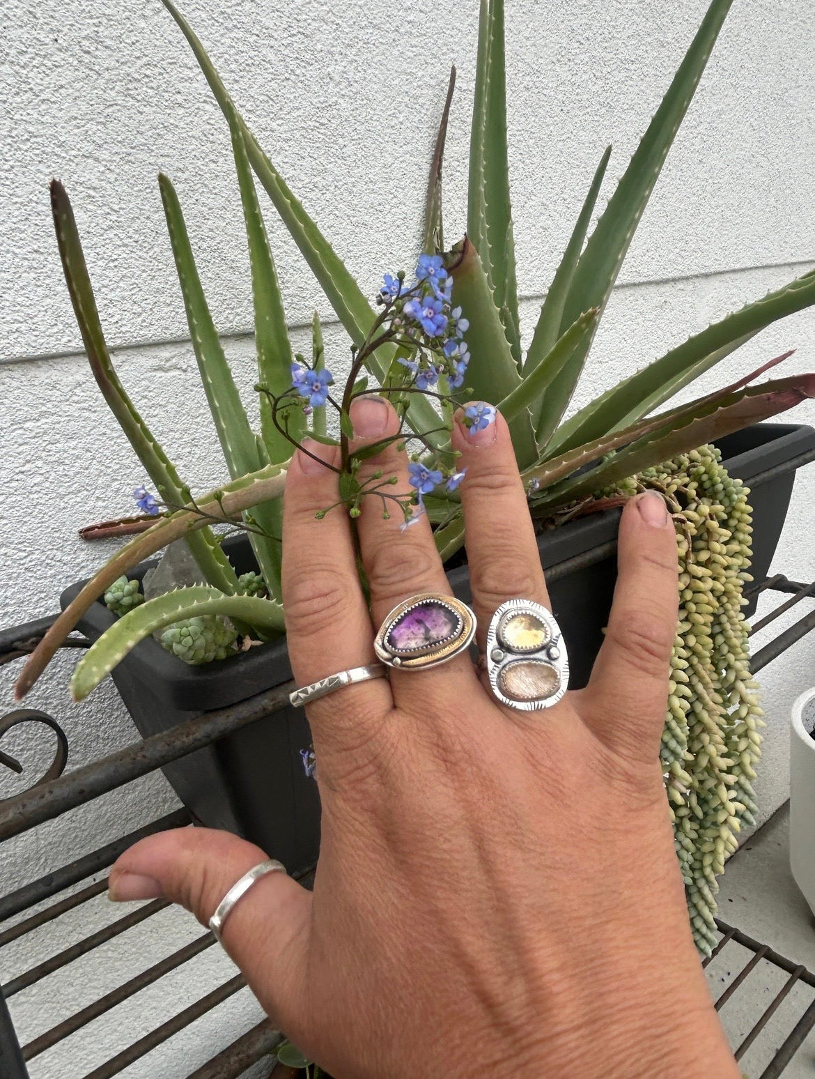 Rutilated Quartz & Citrine Ring
