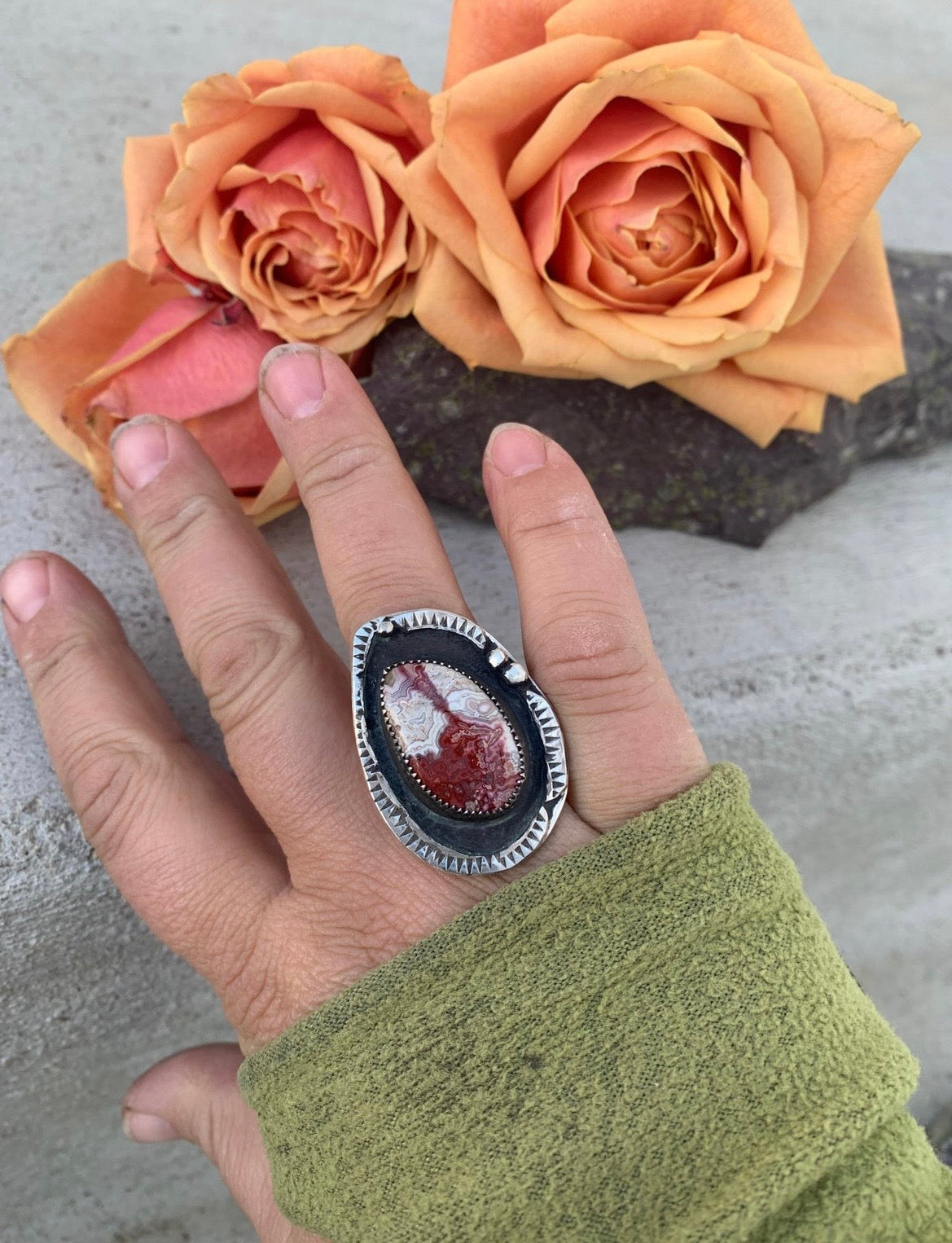 Crazy Lace Shadowbox Agate Ring