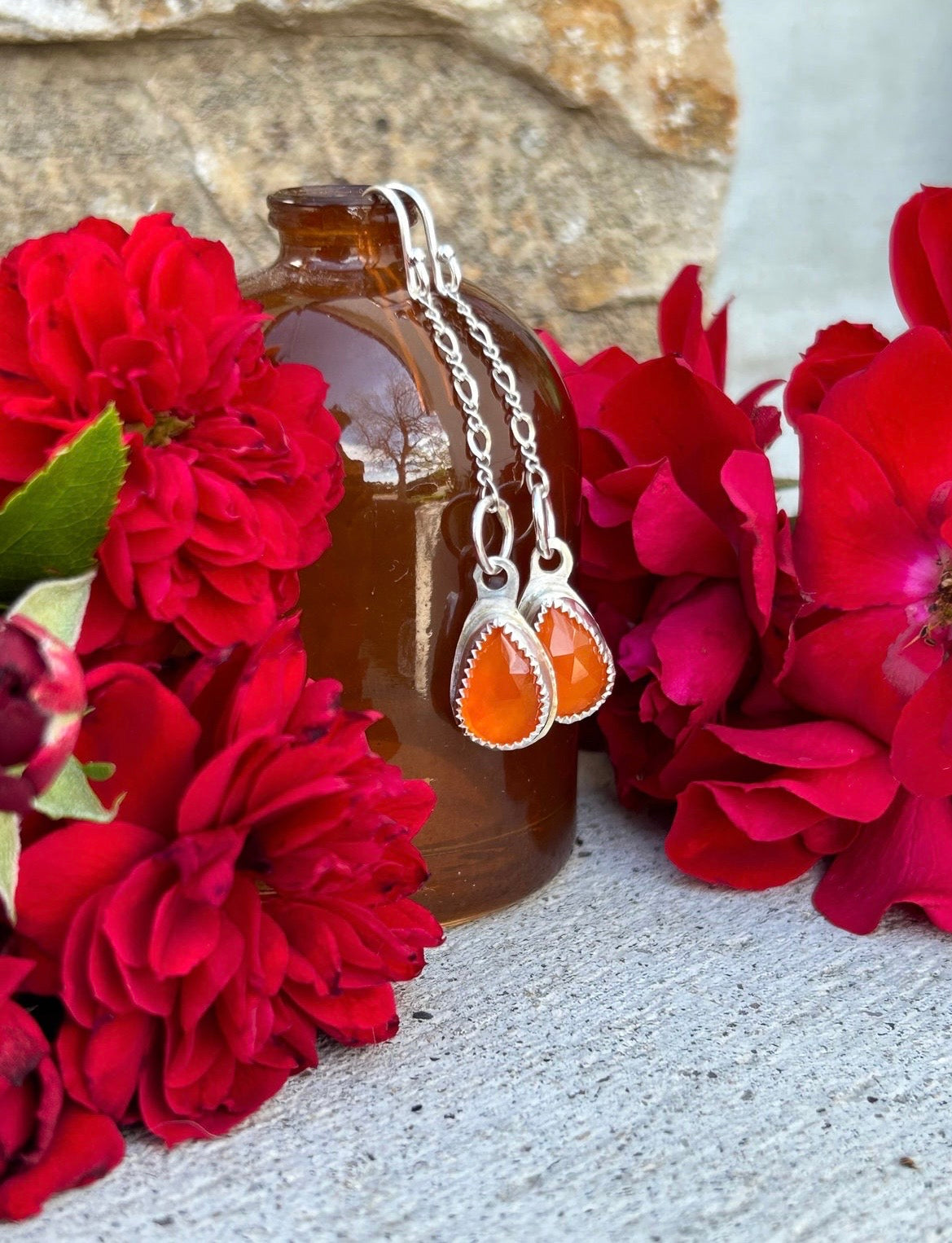 Faceted Carnelian Drop Earrings