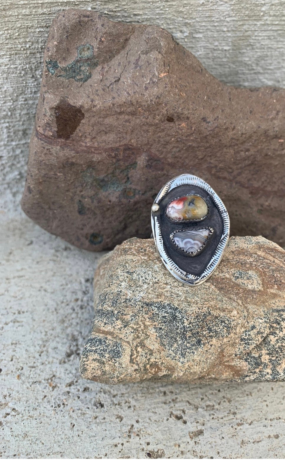 Double Agate Shadowbox Ring
