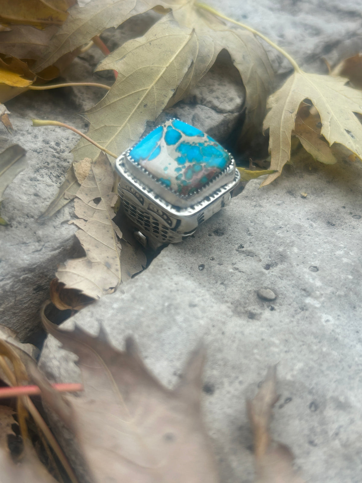 Small Sea Blue Imperial Jasper Ring