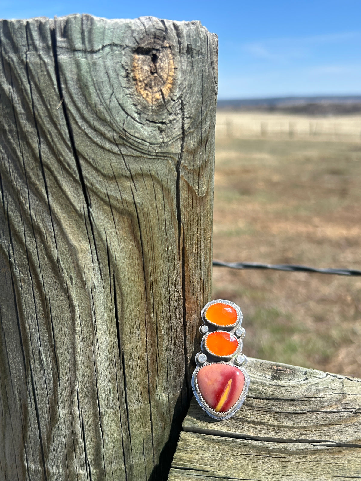 Triple Stack Carnelian & Mookite Ring