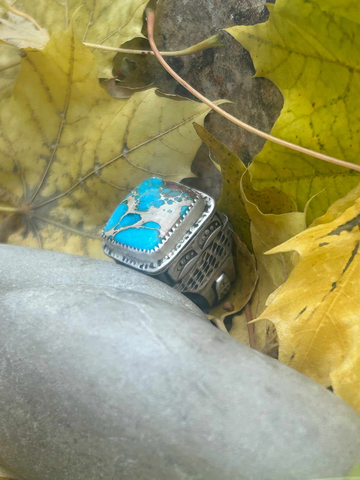 Small Sea Blue Imperial Jasper Ring