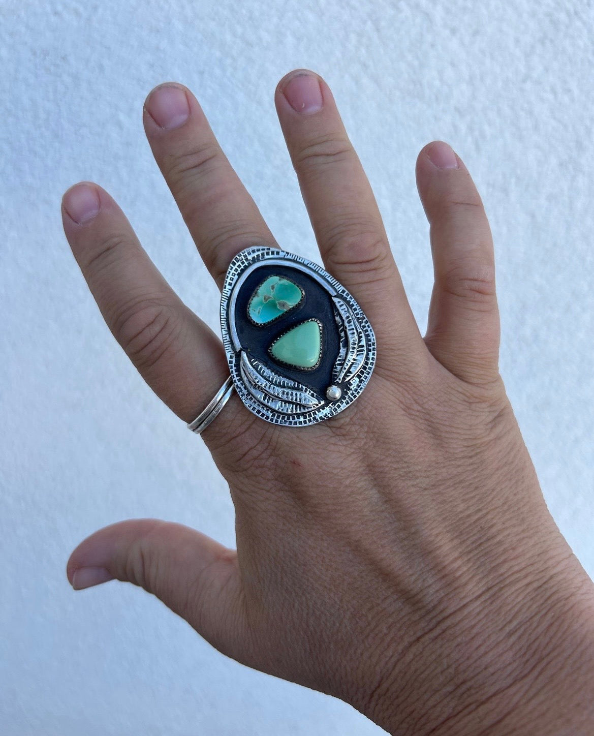 Lucin & Royston Double Turquoise Shadowbox Ring