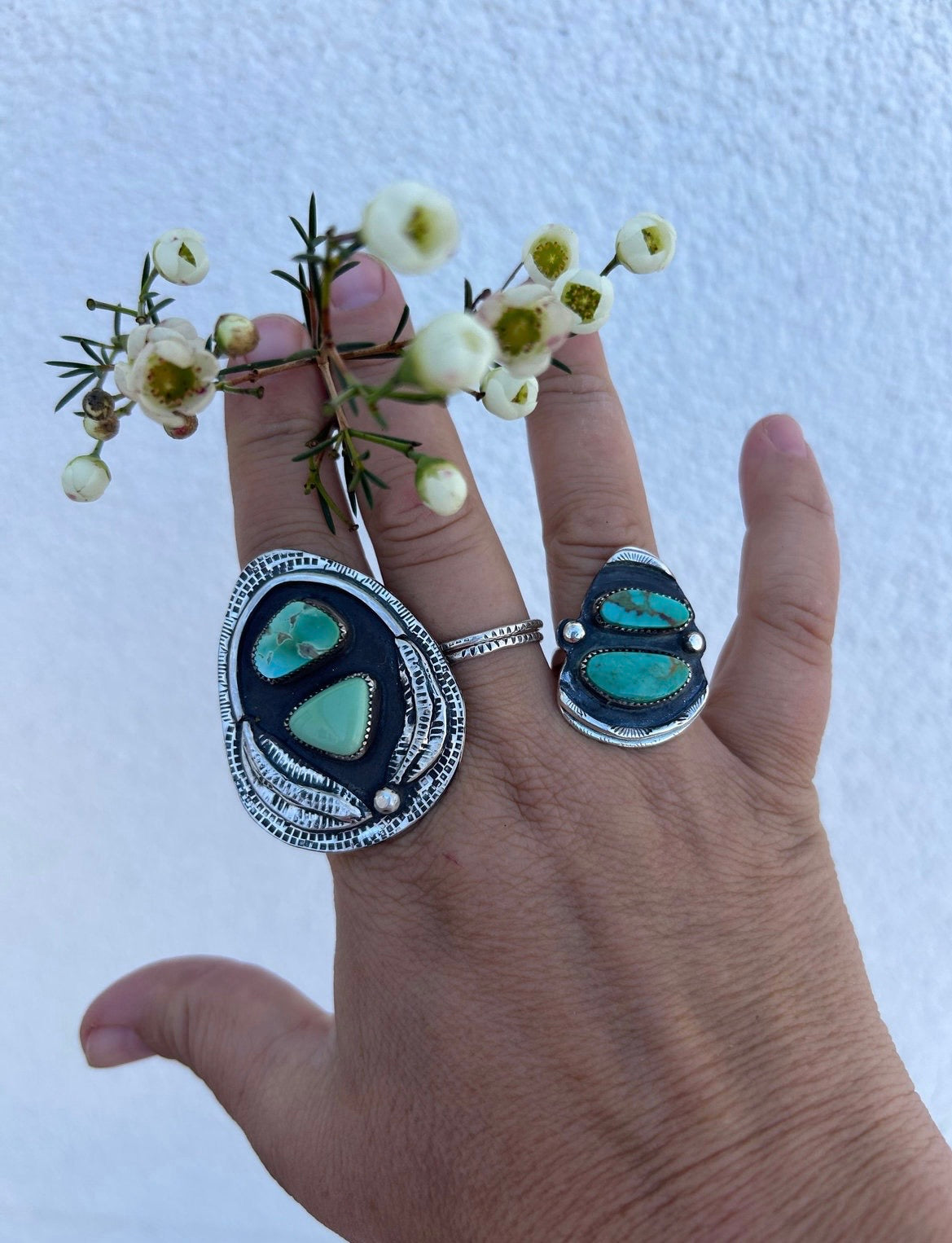 Lucin & Royston Double Turquoise Shadowbox Ring