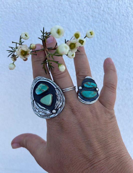 Lucin & Royston Double Turquoise Shadowbox Ring
