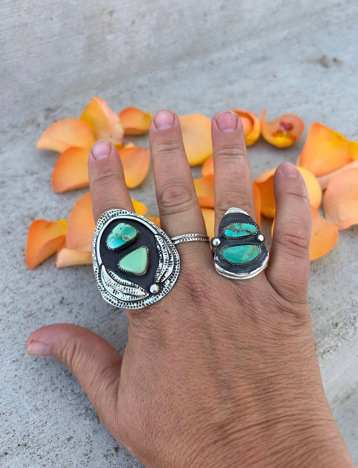 Lucin & Royston Double Turquoise Shadowbox Ring