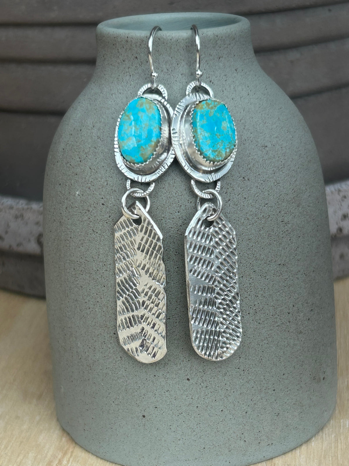 Turquoise & Feather Earrings