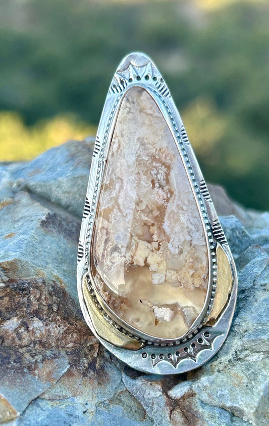 Graveyard Point Plume Agate Ring