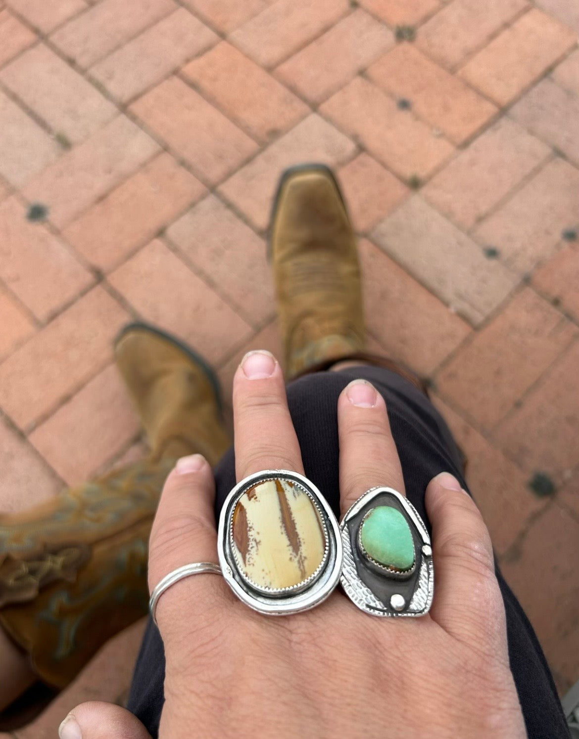 Natural Pilot Mountain Turquoise Shadowbox Ring
