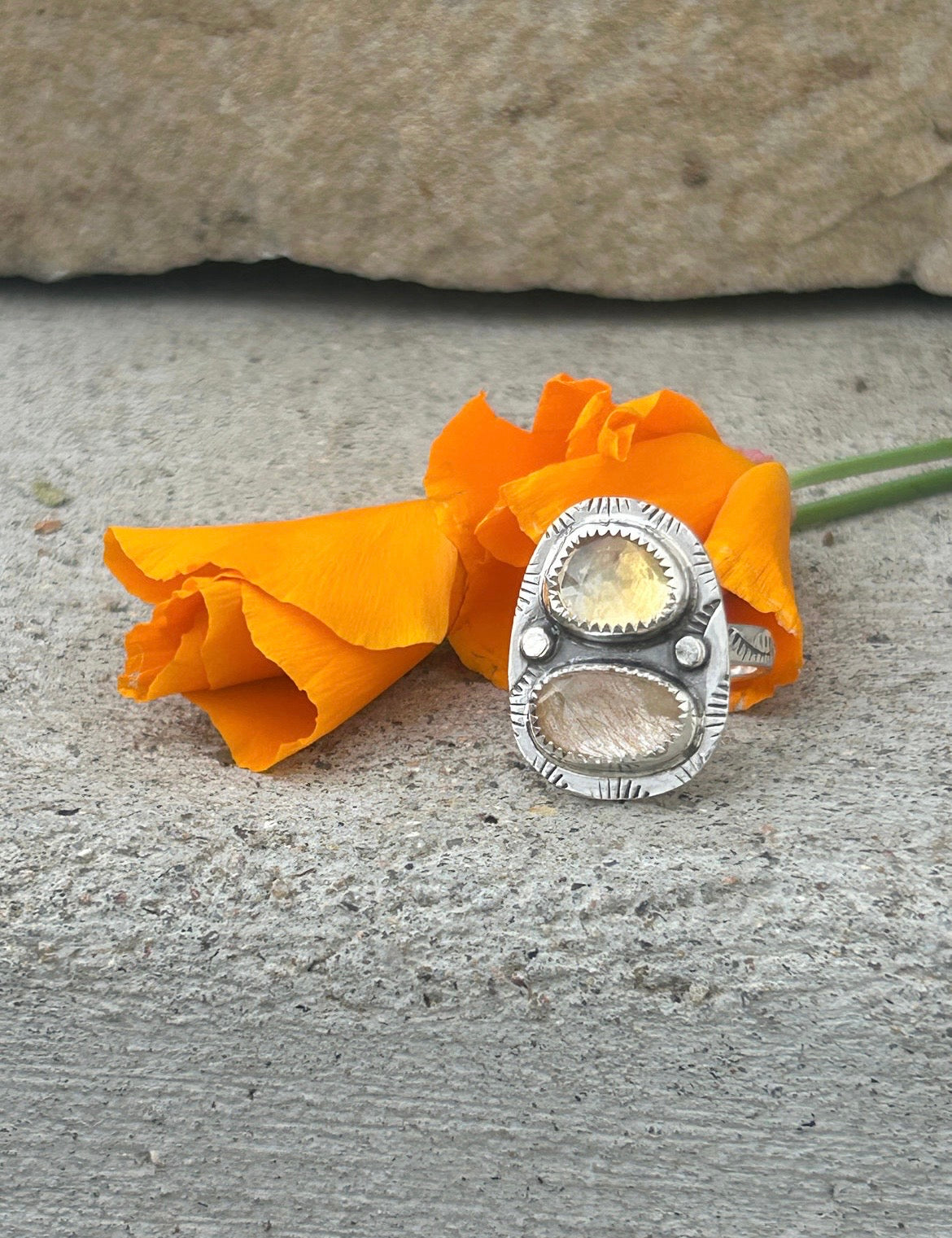 Rutilated Quartz & Citrine Ring