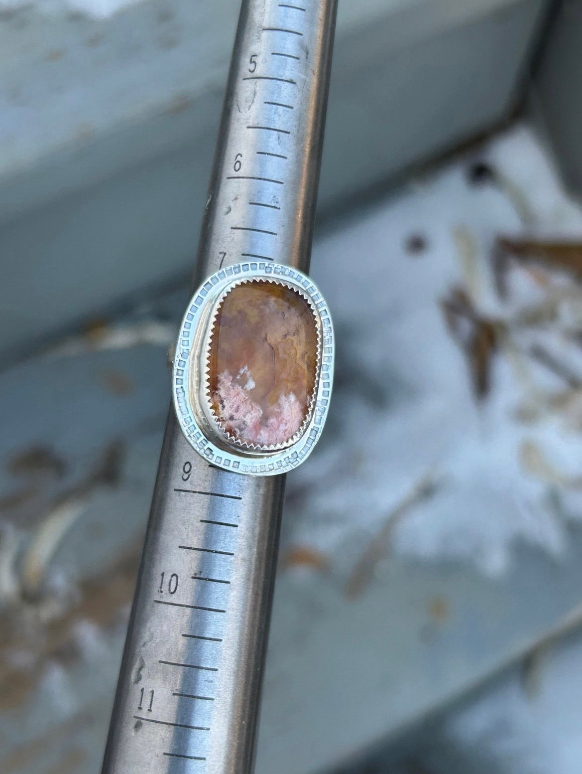 Graveyard Point Plume Agate Ring
