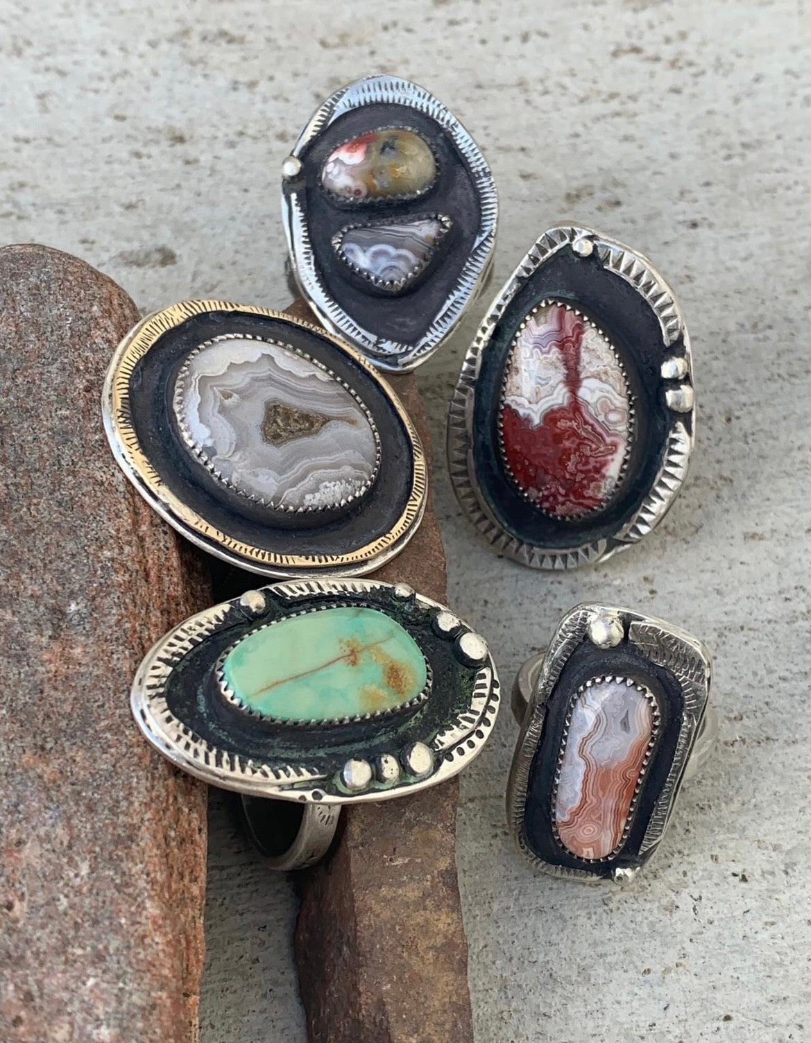 Crazy Lace Shadowbox Agate Ring