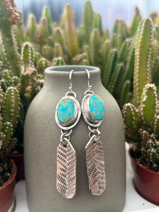 Turquoise & Feather Earrings