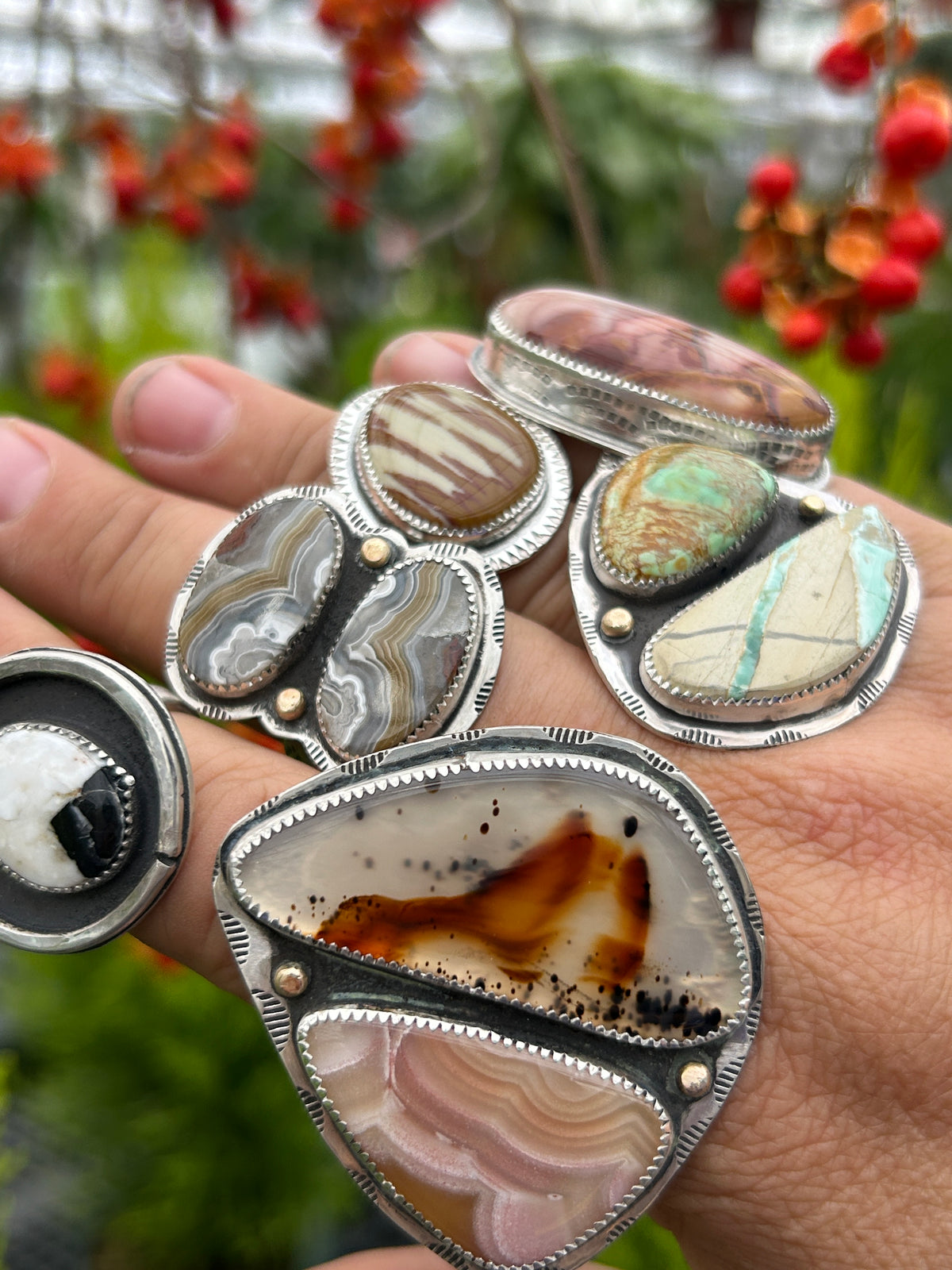 Crazy Lace Agate Gold & Silver Ring