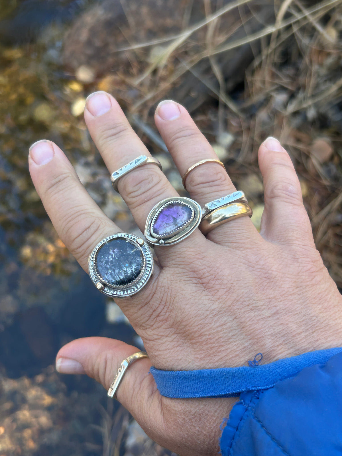 Sunrise, sunset sterling rings.