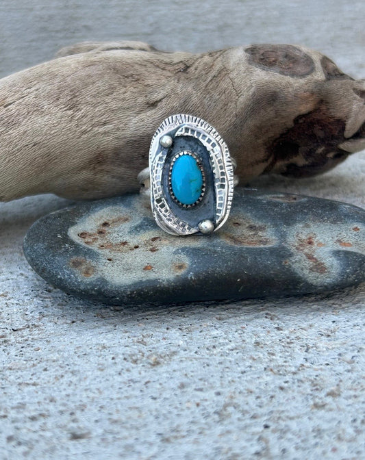 Blue Diamond Turquoise Shadowbox Ring