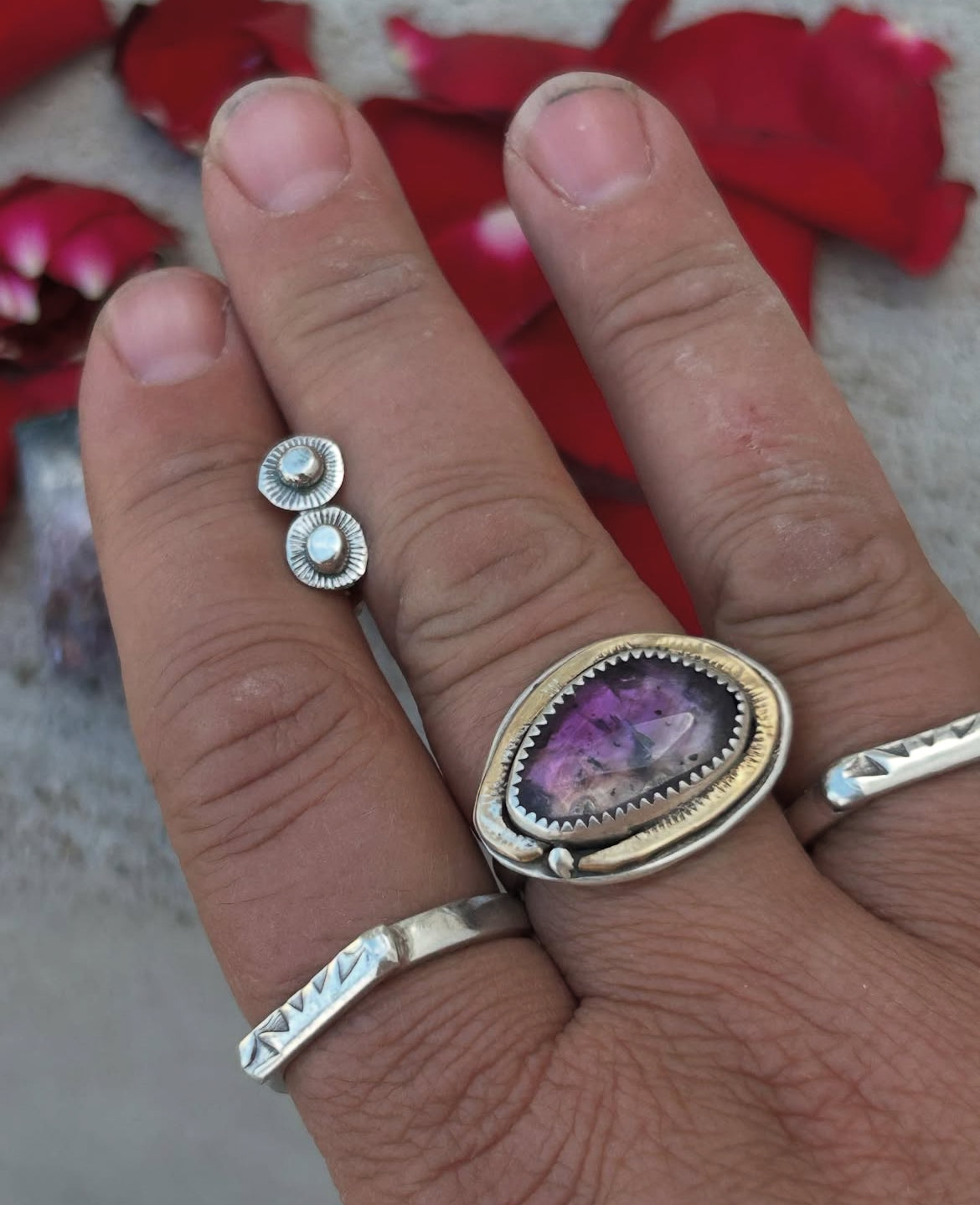 Sunrise, sunset sterling rings.