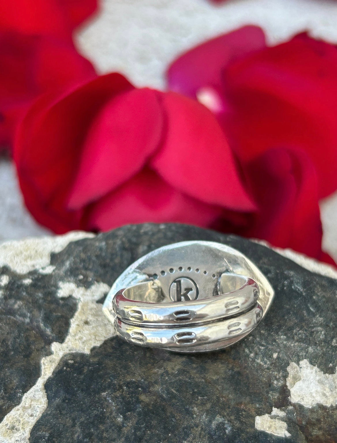 Kingman Red Dahlia Turquoise Ring