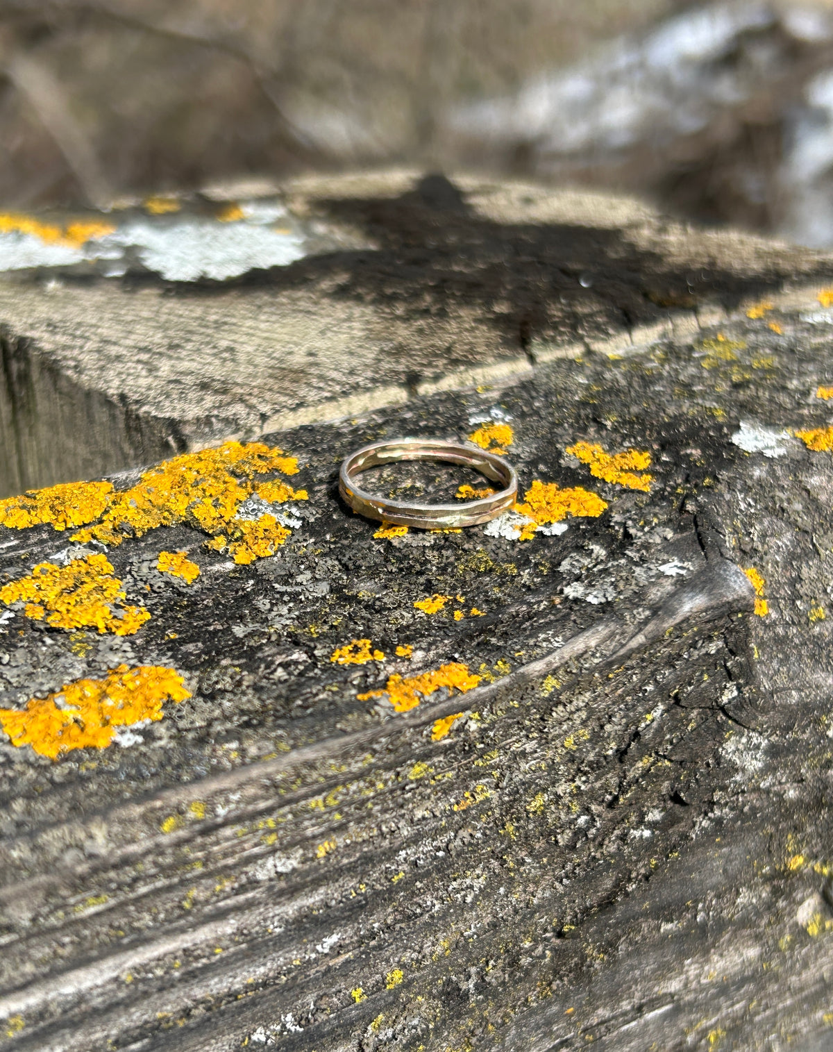 Simple 14k gold hand hammered ring.