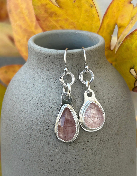 Rosecut Rutilated Quartz Earrings