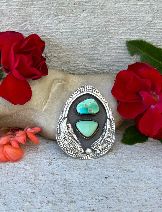 Lucin & Royston Double Turquoise Shadowbox Ring