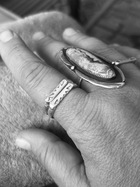 Sunrise, sunset sterling rings.
