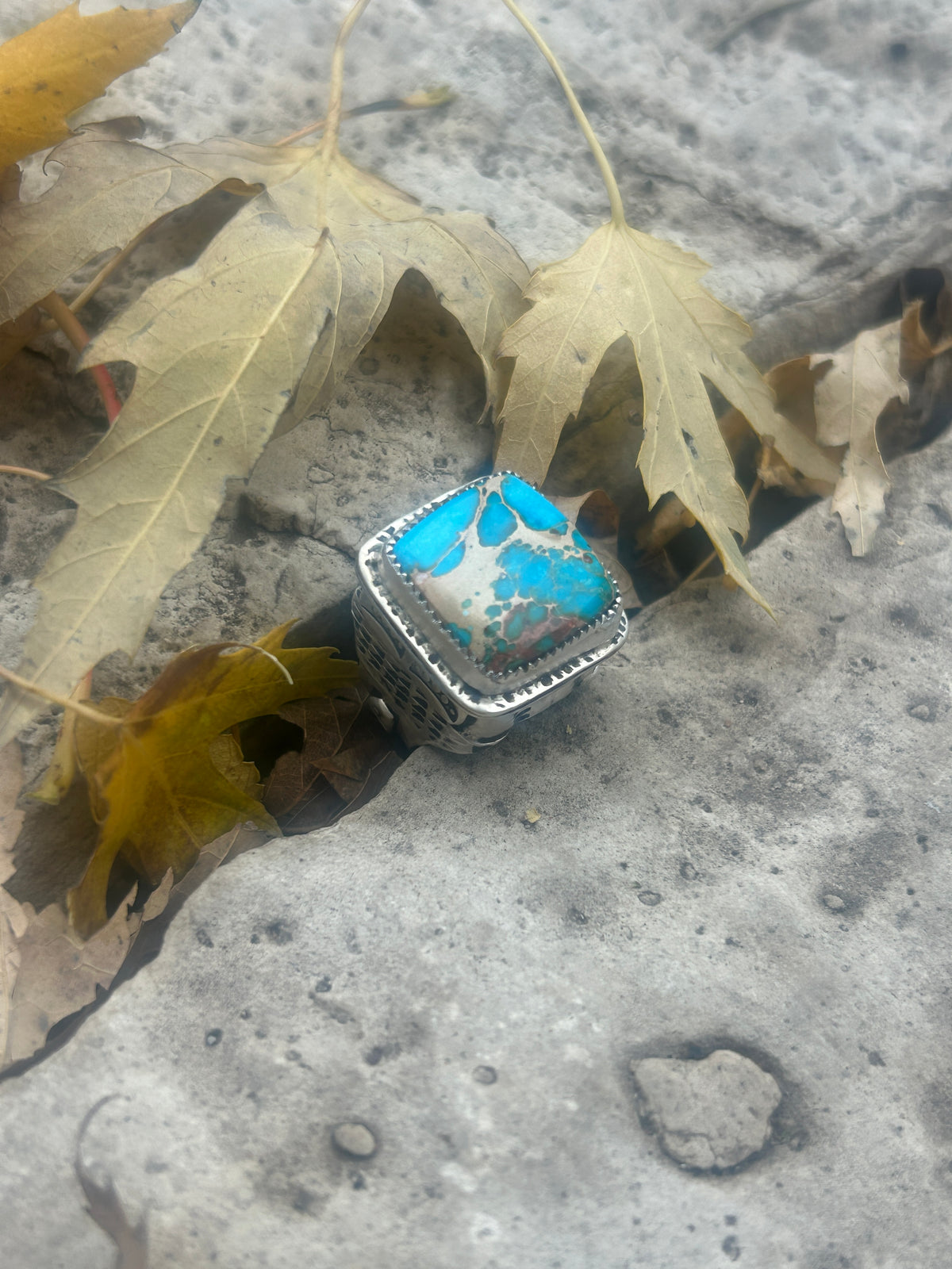 Small Sea Blue Imperial Jasper Ring