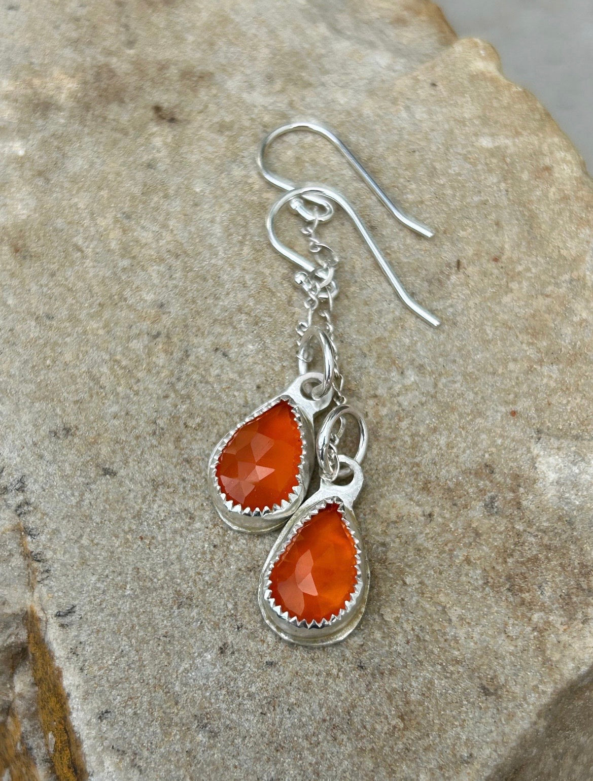 Faceted Carnelian Drop Earrings