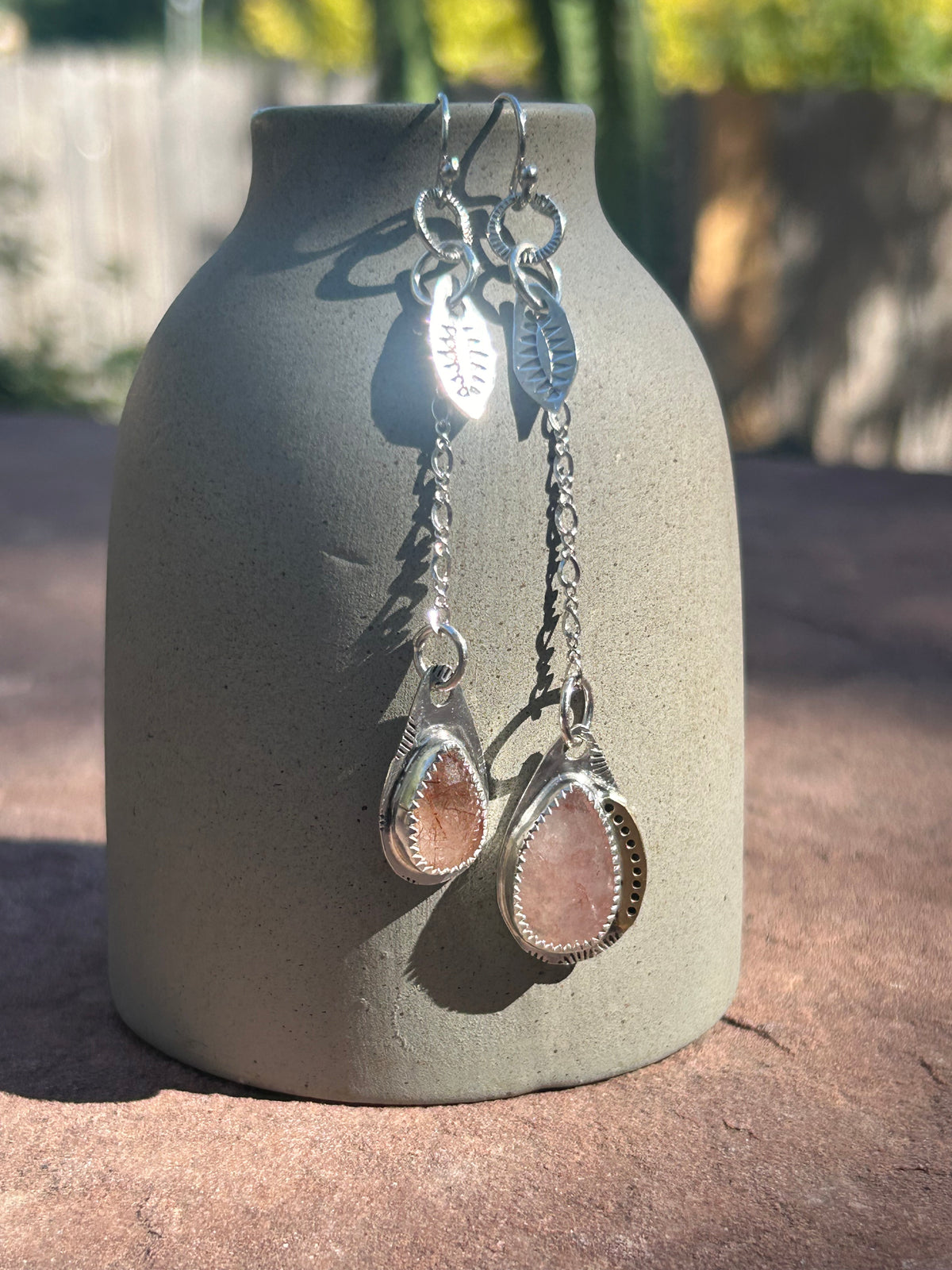 Pink Rutilated Quartz Earrings