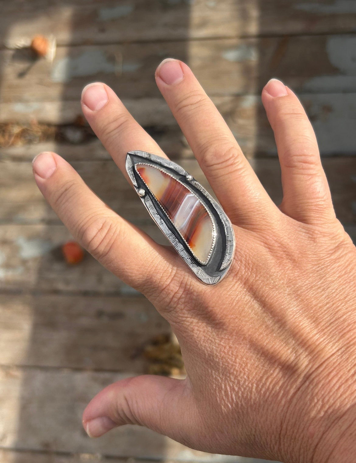 Cóndor Agate Shadowbox Ring