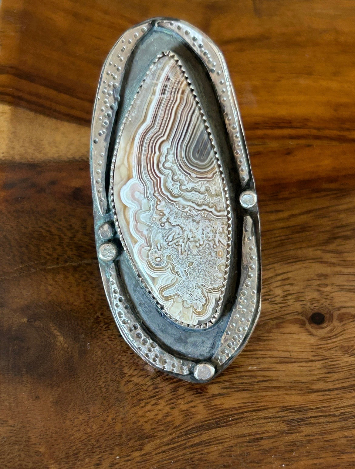 Mexican Crazy Lace Agate Shadowbox Ring