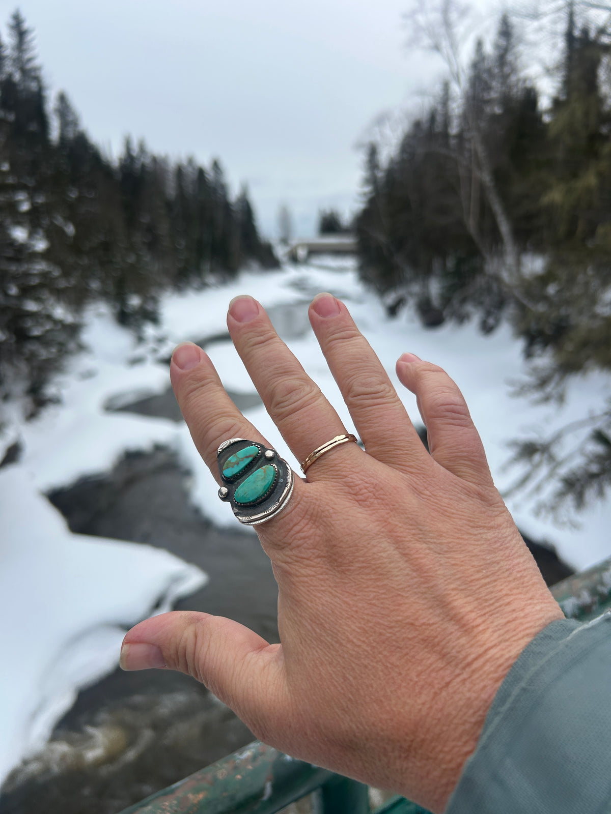 Simple 14k gold hand hammered ring.