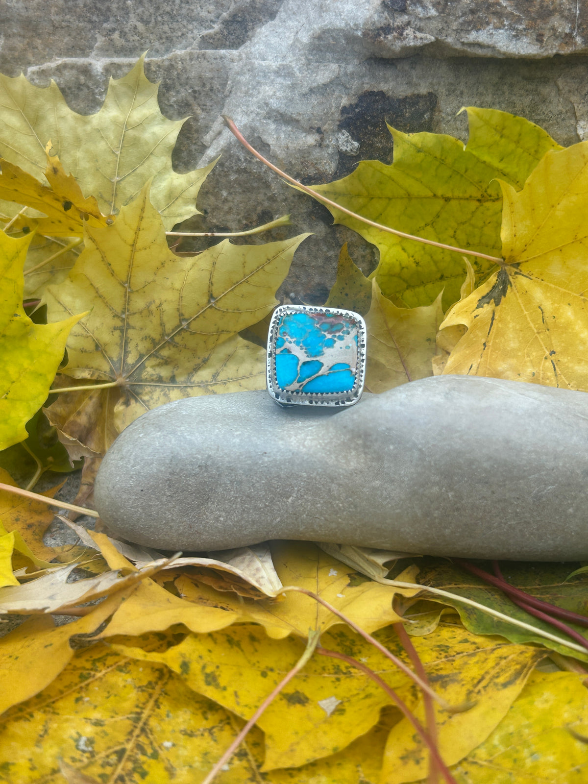 Small Sea Blue Imperial Jasper Ring