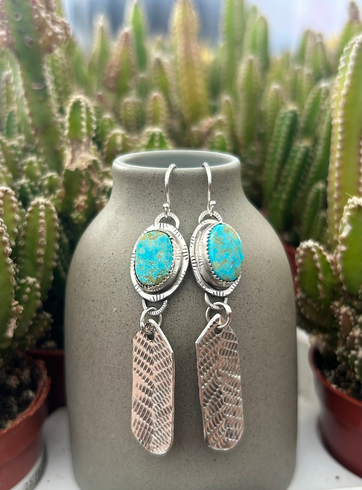 Turquoise & Feather Earrings
