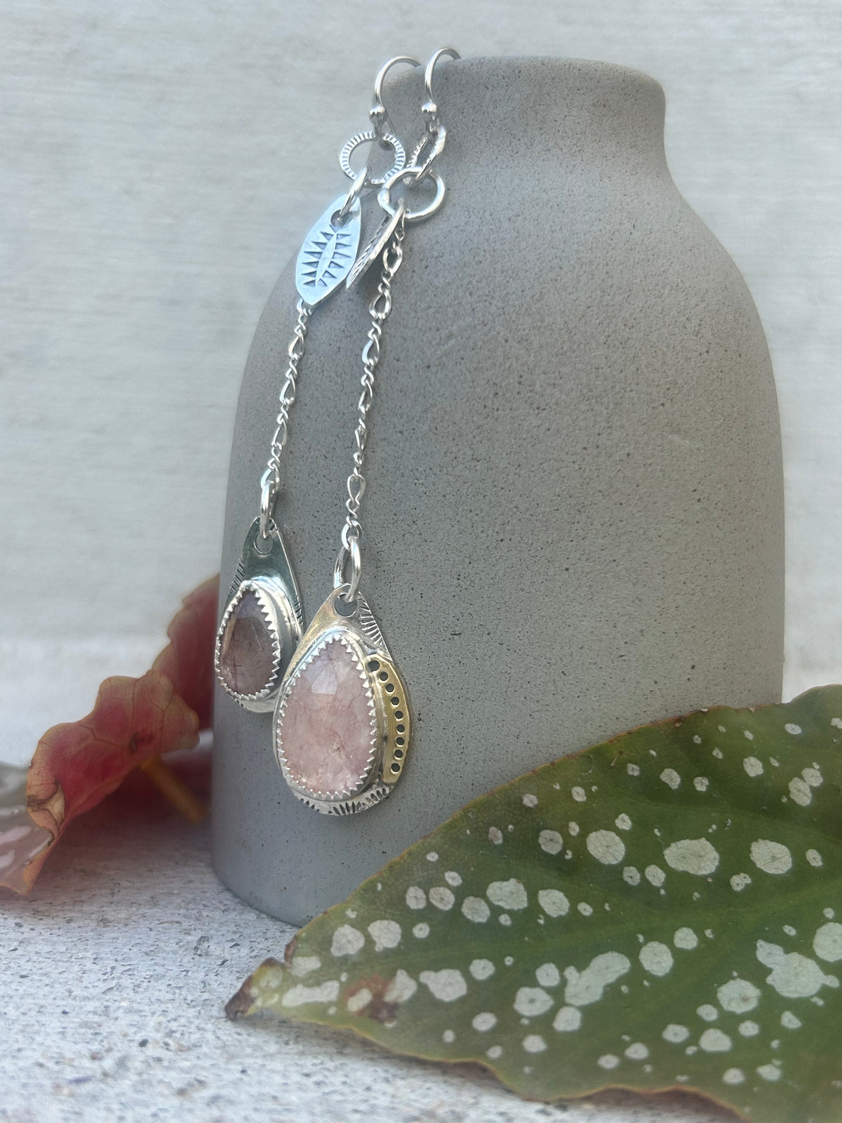 Pink Rutilated Quartz Earrings