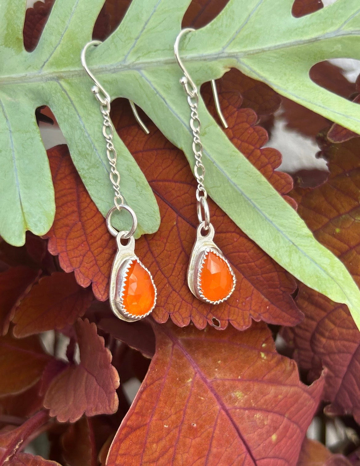 Faceted Carnelian Drop Earrings